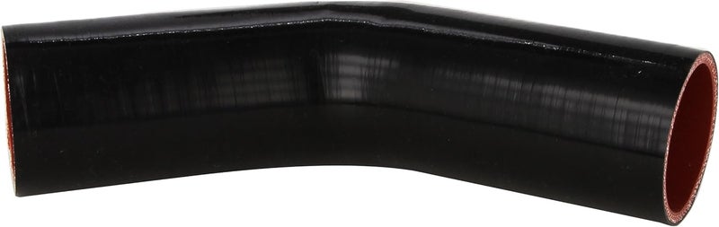 HTSEC45-250-BLK Silicone High Temperature 4-ply Reinforced 45 degree Elbow Coupler Hose, 55 PSI Maximum Pressure, 4" Leg Length on each side, 2-1/2" ID, Black